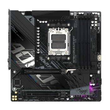 Gigabyte X870M AORUS ELITE WIFI7 mATX, Socket AM5, чипсет AMD X870, 4xDDR5, PCI-E 5.0, PCI-E 4.0, 2xM.2, Type-C,сеть: 2.5 Гбит/с, Wi-Fi, Bluetooth, HDMI, подсветка