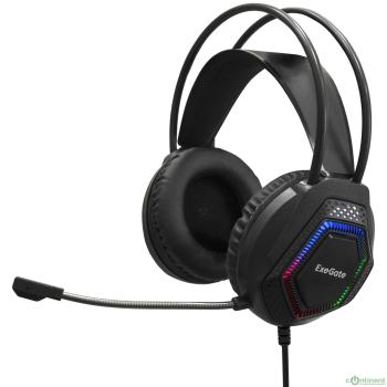ExeGate Cosmos HS-704GL (объемный звук 7.1, длина кабеля 2.5м, динамик 50мм, 20-20000Гц, RGB подсветка, USB интерфейс, регулировка громкости, Color Box)