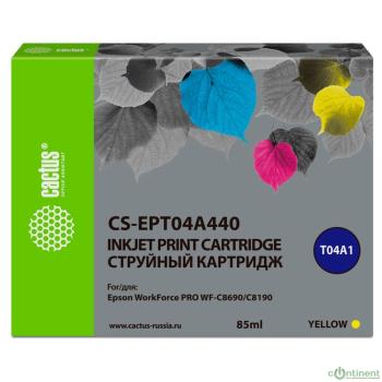 Картридж струйный Cactus CS-EPT04A440 T04A4 желтый (85мл) для Epson WorkForce Pro WF-C8190, WF-C8690