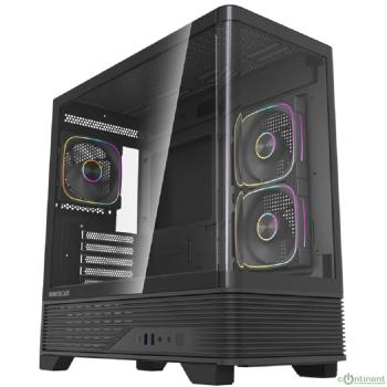 Powercase Корпус Vision Micro M6B, Curved Glass, Type-C, 3x 120mm ARGB PWM Fan, чёрный, mATX  (CVMM6B-A3)