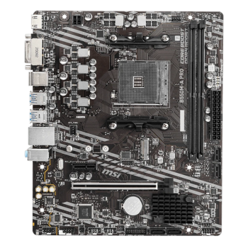 MSI B550M-A PRO mATX, сокет AM4, чипсет AMD B550, 2xDDR4, PCI-E 4.0, M.2, сеть: 1 Гб/с, DVI, HDMI