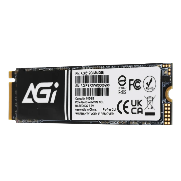 512GB AGI AI298 SSD, M.2, 2280, 512 ГБ, PCI-E 3.0 x4, NVMe, 2300 МБ/сек, 1450 МБ/сек