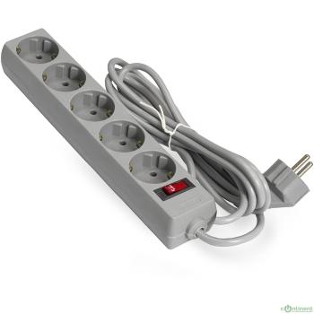 Exegate EX285798RUS Удлинитель ExeGate EC-5-1.8G (5 евророзетки с заземлением, 1.8м, защита от перегрузки, выключатель с подсветкой, серый)
