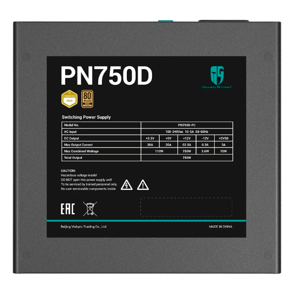 750W GamerStorm (DeepCool) PN750D, ATX12V 3.1, cертификат 80 PLUS Gold