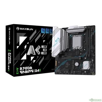MAXSUN MS-B760M GAMING WIFI ACE D4 II (Socket 1700, mATX, 2*DDR4(64b), DP/HDMI, 2*SATA3, 3*M.2, 1xPCI-E x16 /1xPCI-E x1, 6*USB 2.0, 2*USB 3.2 GEN1, LAN 1*1G,  Bluetooth, Wi-Fi 802.11ax, RTL)