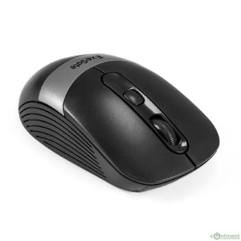 Exegate EX298895RUS Беспроводная мышь ExeGate Professional Standard FG-10 Grey (радиоканал 2,4 ГГц, USB, оптическая, 1200dpi, 4D, 4 кнопки и колесо прокрутки, черная, серая вставка, RTL)