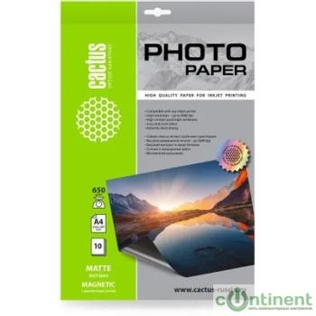 Фотобумага Cactus CS-MMA465010, A4, для струйной печати, 10л, 650г/м2, белый, покрытие матовое /магнитный слой
