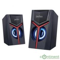 Perfeo колонки "TRIAL", 2.0, мощность 2х3 Вт, USB, чёрн, Game Design, LED подсветка