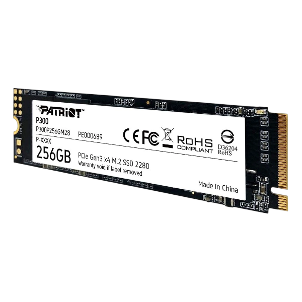 256GB Patriot P300 SSD, M.2, 256 ГБ, PCI-E 3.0 x4, NVMe, 1700 МБ/сек, 1100 МБ/сек, QLC