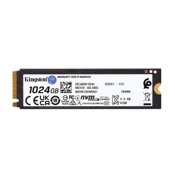 1TB Kingston KC3000 SSD, M.2, 1024 ГБ, PCI-E 4.0 x4, NVMe, 7000 МБ/сек, 6000 МБ/сек, TLC