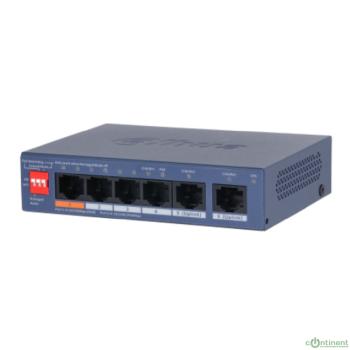 DAHUA DH-CS4006-4ET2GT-60 4-портовый гигабитный PoE коммутатор с функцией облачного управления, 4xRJ45 100Mb, 2xRJ45 1Gb uplink, суммарно 60Вт