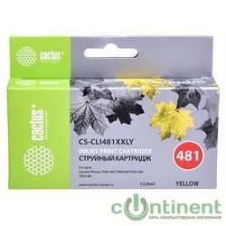 Картридж струйный Cactus CS-CLI481XXLY желтый (12мл) для Canon Pixma TR7540/TR8540/TS6140/TS8140