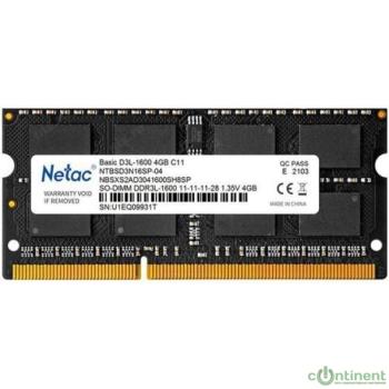 Память SO-DIMM DDR3L 4Gb PC12800 1600MHz CL11 Netac 1.35V (NTBSD3N16SP-04)
