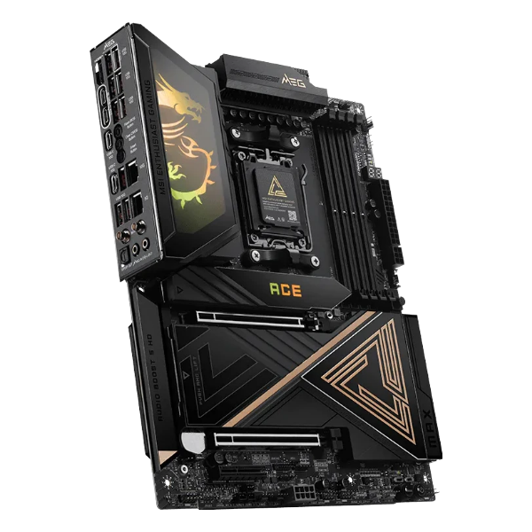 MSI MEG X870E ACE MAX ATX, Socket AM5, чипсет AMD X870E, 4xDDR5, 2xPCI-E 5.0, 5xM.2, Type-C,сеть: 5 Гбит/с, 10 Гбит/с, Wi-Fi, Bluetooth, HDMI, подсветка