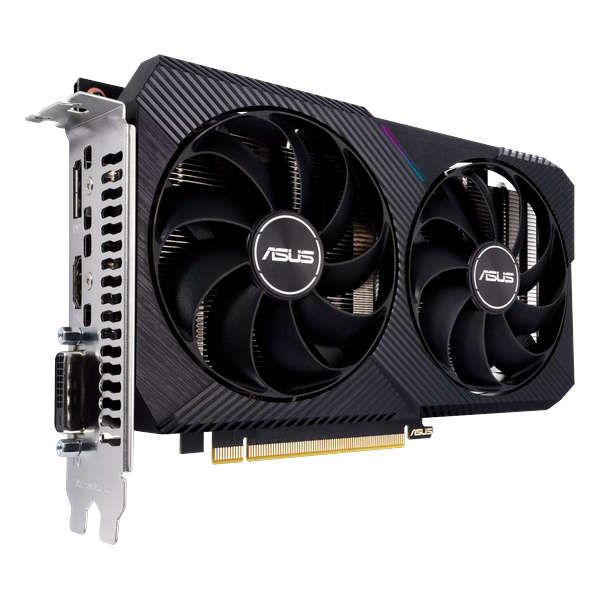 NVIDIA GeForce RTX 3050 ASUS 8GB (DUAL-RTX3050-O8G-V2) 8 ГБ памяти GDDR6, 128 бит, DVI, HDMI, DisplayPort, подсветка, длина 200 мм