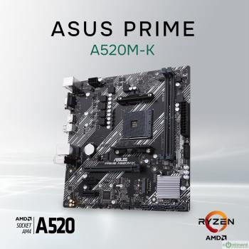 ASUS PRIME A520M-K (Socket AM4, mATX, 2xDDR4(64GB),  VGA/HDMI 2.1, 1xPCIe 3.0x16/2xPCIe 3.0, 1xLAN, 4xSATA 6Gb/s, 1xM.2, 4xUSB 3.2, 2xUSB 2.0, 1xPS/2)