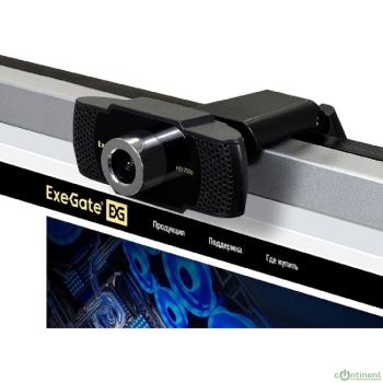 Exegate EX287377RUS Веб-камера ExeGate BusinessPro C922 HD (матрица 1/3" 1,3 Мп, 1280х720, 720P, 30fps, 4-линзовый объектив, ручной фокус, USB, микрофон с шумоподавлением, универсальное крепление