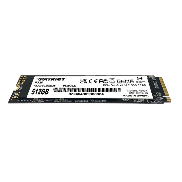 512Gb Patriot P320 SSD, M.2, 2280, 512 Гб, PCI-E 3.0 x4, NVMe, 3000 МБ/сек, 2200 МБ/сек
