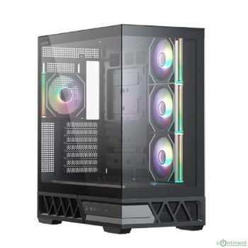 XASTRA Корпус Q700 4ARGB-C10-UC Black ATX/Aquarium/Screewless/4x120mm ARGB PWM mirror fans/Argb+PWM HUB 10port/Type C Q700-4FM12A-C10-UC