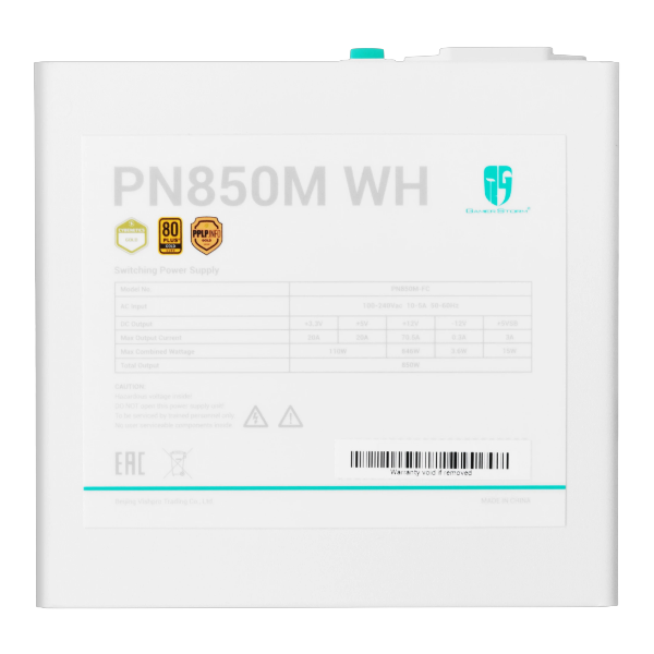 850W GamerStorm (DeepCool) PN850M WH, ATX12V 3.1, cертификат 80 PLUS Gold