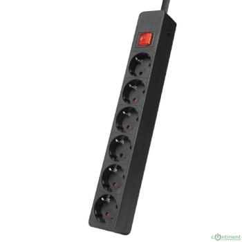 Filum Сетевой фильтр FL-SP6-3.0M-16, 4000 Вт., 6 розеток, защитные шторки, шнур 3.0 м., черный {00-01099765}