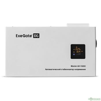 Exegate EX291764RUS Стабилизатор напряжения настенный ExeGate Master AV-15000 (15000ВА, вход 140-260В, цветной дисплей, выход 220В±8%, КПД 98%, 5 уровней защиты, задержка, усиленный метал.корпус, 1*Sc