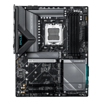 Gigabyte X870E EAGLE X3D WIFI7 ATX, Socket AM5, чипсет AMD X870E, 4xDDR5, PCI-E 5.0, PCI-E 4.0, 4xM.2, Type-C,сеть: 5 Гбит/с, Wi-Fi, Bluetooth, HDMI, подсветка