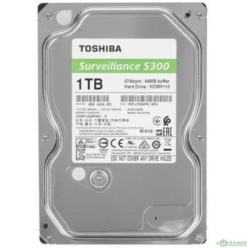 HDD 1Tb TOSHIBA S300 Surveillance 5400rpm 64Mb SATA3 3,5" HDWV110UZSVA"