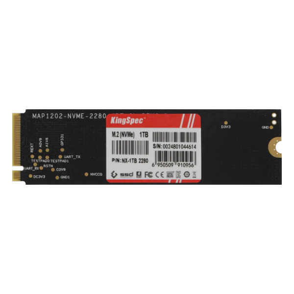 1TB KingSpec NX-1TB SSD, M.2, 2280, 1000 ГБ, PCI-E 3.0 x4, NVMe, 3400 МБ/сек, 3100 МБ/сек, TLC