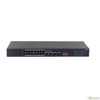 DAHUA DH-S3220-16GT-190 16-порт. Гига. коммутатор с PoE, уровень L2  16 RJ45 10/100/1000Мбит/с (PoE/PoE+/Hi-PoE), 2 RJ45 10/100/1000Мбит/с (uplink), 2 SFP 1000Мбит/с (uplink) до 190Вт