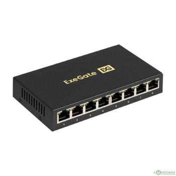 Exegate EX298694RUS Коммутатор неуправляемый ExeGate EDGS-1008D (8-портовый гигабитный UTP 10/100/1000 Base-T, металлический корпус, с функцией энергосбережения (Green Ethernet Technology), настольный