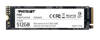 512Gb Patriot P300  SSD, M.2, 512 Гб, PCI-E 3.0 x4, NVMe,  1700 МБ/сек,  1200 МБ/сек