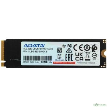 A-DATA SSD 500GB LEGEND 860 SLEG-860-500GCS PCI-E 4.0 x4, up to 5000/3000Mbs, 3D NAND, 160TBW, NVMe 1.4, 22x80mm, радиатор
