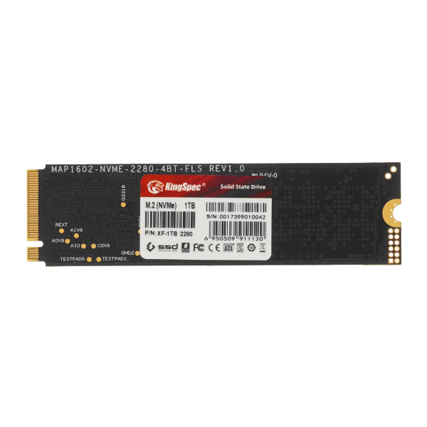 1TB KingSpec XF-1TB SSD, M.2, 2280, 1000 ГБ, PCI-E 4.0 x4, NVMe, 4800 МБ/сек, 4500 МБ/сек