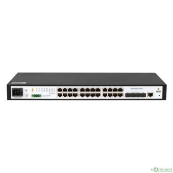 SNR SNR-S5210G-24TX-DC Управляемый коммутатор уровня 2+, 24 порта 10/100/1000Base-T, 4 порта 1/10G SFP+, встроенный БП ~220V AC, RPS 36-72V DC