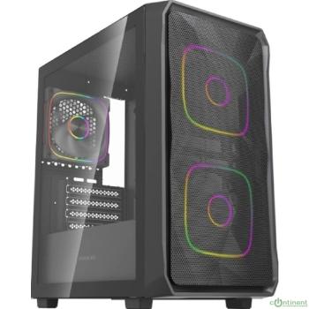 Powercase Корпус Mistral SM06 ARGB, Tempered Glass, 3x120mm ARGB PWM fans, чёрный, mATX  (CMMSM06B-A3)