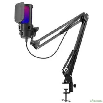 Defender Игровой стрим микрофон Space GMC 550 USB, RGB, стойка, провод 1.8 м [64655]