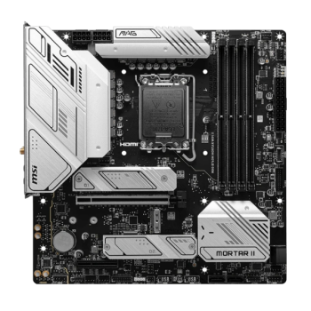 MSI MAG B760M MORTAR WIFI II mATX, сокет LGA 1700, чипсет Intel B760, 4xDDR5, PCI-E 5.0, 3xM.2, Type-C,сеть: 2.5 Гбит/с, Wi-Fi, Bluetooth, HDMI, DisplayPort