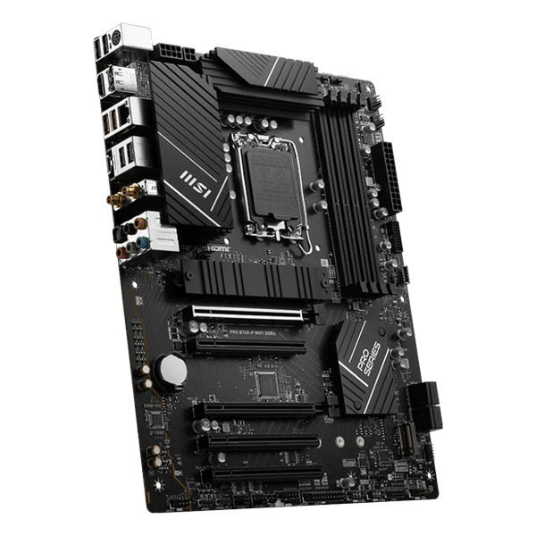 MSI PRO B760-P WIFI DDR4 ATX, сокет LGA 1700, чипсет Intel B760, 4xDDR4, 2xPCI-E 4.0, 2xM.2, Type-C, сеть: 2.5 Гб/с, Wi-Fi, Bluetooth, HDMI, DisplayPort