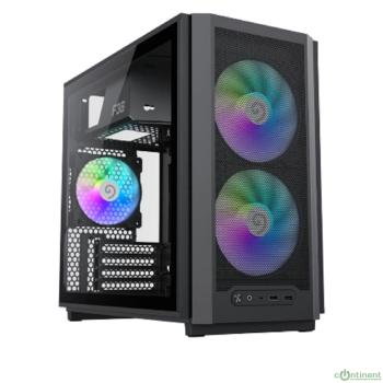GameMax Корпус F36 BK без БП (Midi Tower, ATX, Черный, 1*USB Type-C, 3*120мм)