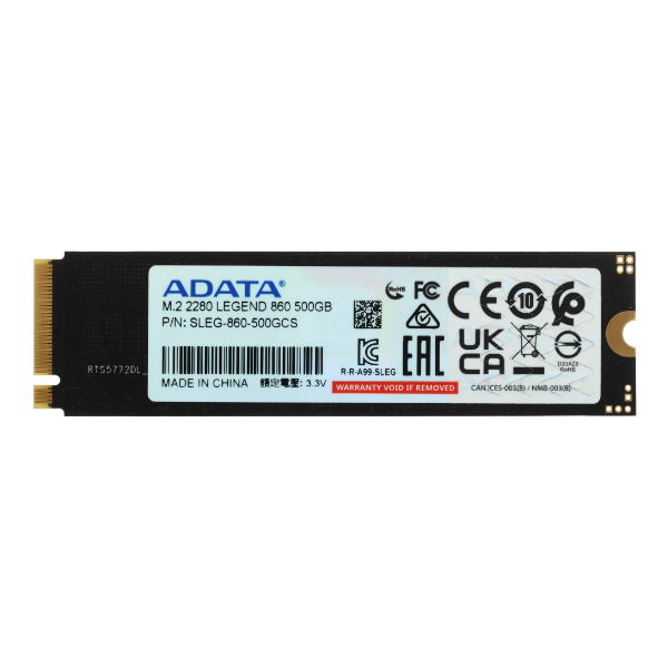 500GB ADATA Legend 860 SSD, M.2, 2280, 500 ГБ, PCI-E 4.0 x4, NVMe, 5000 МБ/сек, 3000 МБ/сек, радиатор