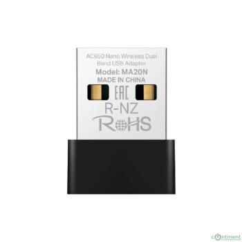 Mercusys MA20N Сверхкомпактный двухдиапазонный USB-адаптер Wi-Fi AC650