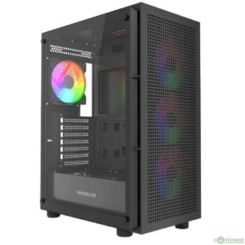 Powercase Mistral EA17, Tempered Glass, 4x 120mm ARGB PWM Fan, чёрный, ATX  (CMAEA17-A4)