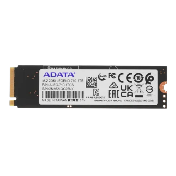 1TB ADATA Legend 710 SSD, M.2, 1000 ГБ, PCI-E 3.0 x4, NVMe, 2400 МБ/сек, 1800 МБ/сек