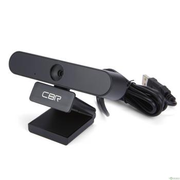 CBR CW 870FHD Black, Веб-камера с матрицей 2 МП, разрешение видео 1920х1080, USB 2.0, встроенный микрофон с шумоподавлением, автофокус, крепление на мониторе, длина кабеля 1,8 м, цвет чёрный