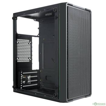 Корпус Ginzzu B171  2*USB 2.0,AU боковая панель стекло передняя сетка