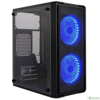 Корпус Ginzzu B172  2*USB 2.0,AU FAN 2*12 LED (12LB33) боковая панель стекло передняя сетка