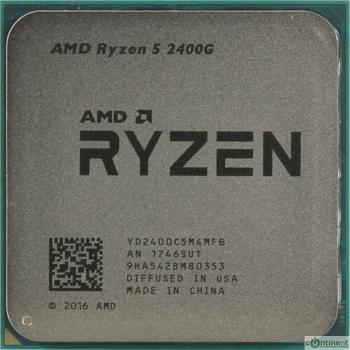 CPU AMD Ryzen 5 2400G OEM (YD2400C5M4MFB){3.9GHz, 4MB, 65W, AM4, RX Vega Graphics}
