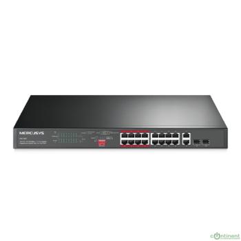Mercusys MS118CP 16-портовый монтируемый в стойку PoE+ коммутатор 10/100 Мбит/с с 2 гигабитными портами