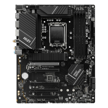 MSI PRO B760-P WIFI DDR4 ATX, сокет LGA 1700, чипсет Intel B760, 4xDDR4, 2xPCI-E 4.0, 2xM.2, Type-C, сеть: 2.5 Гб/с, Wi-Fi, Bluetooth, HDMI, DisplayPort
